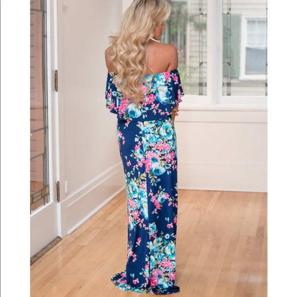 Boat Neck Floral Maxi Dress - Picture 5 of 5